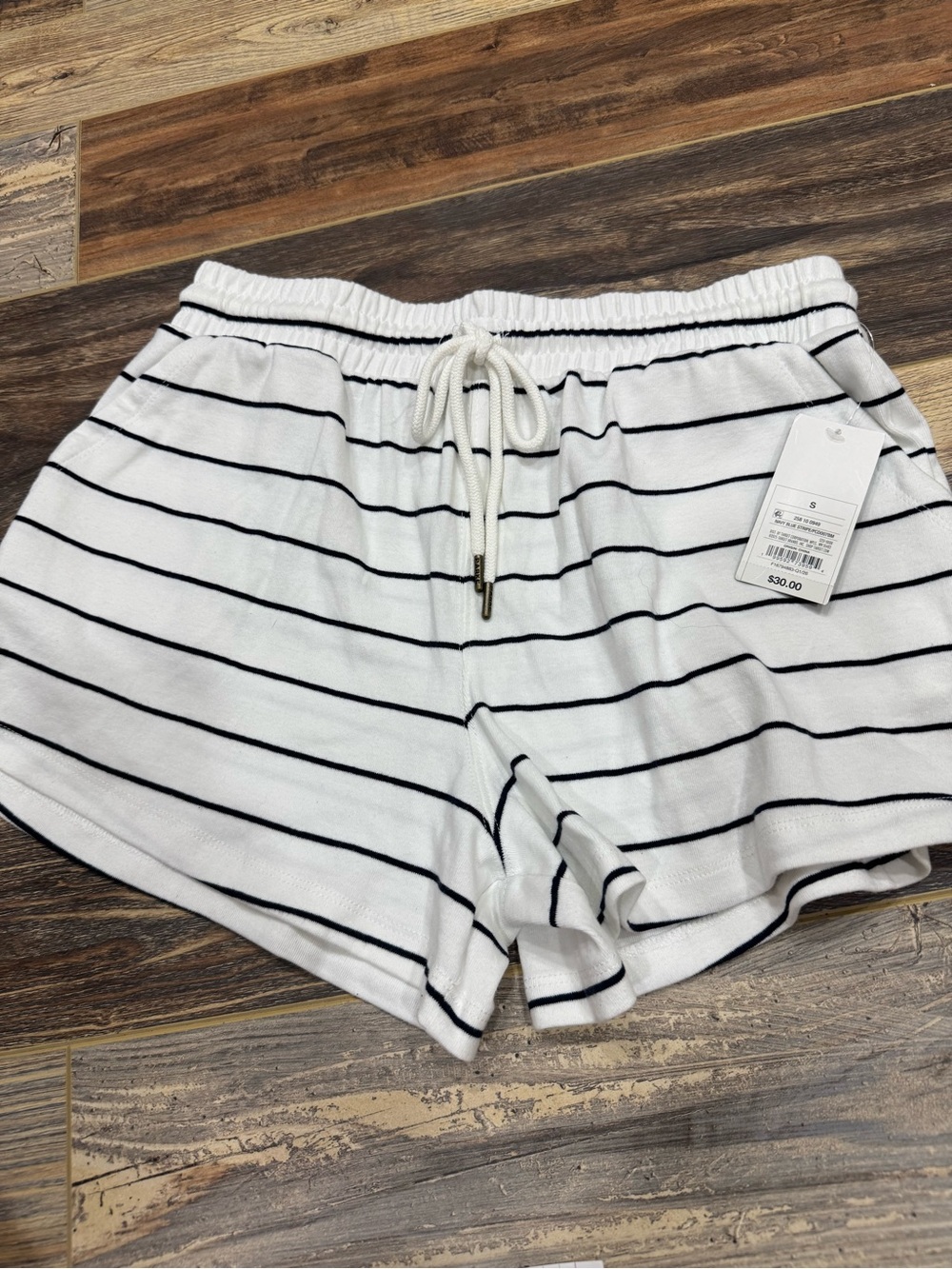 Target and Parke White & Navy Striped Women's Lounge Shorts with Drawstring